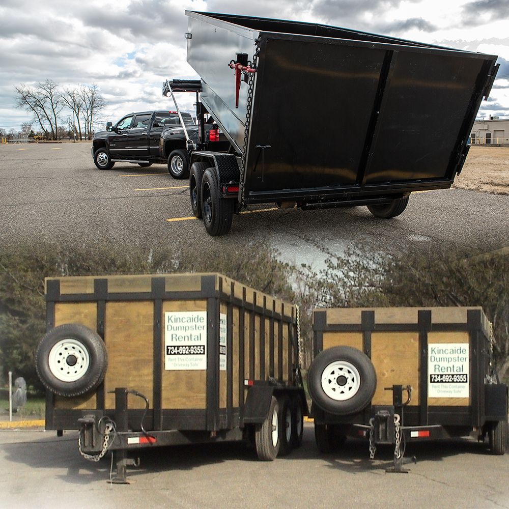 Michigan Made rubber wheel trailer dumpster on air filled tires